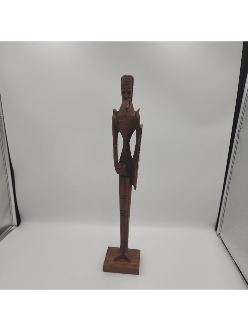 Wood Soldier Knight Vintage Carved Wooden Figurine Figure Collectible 16" *flaw